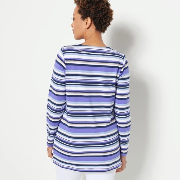 0303 - Women’s XL French Terry Striped Top with Front Pockets - Picture 2 of 5